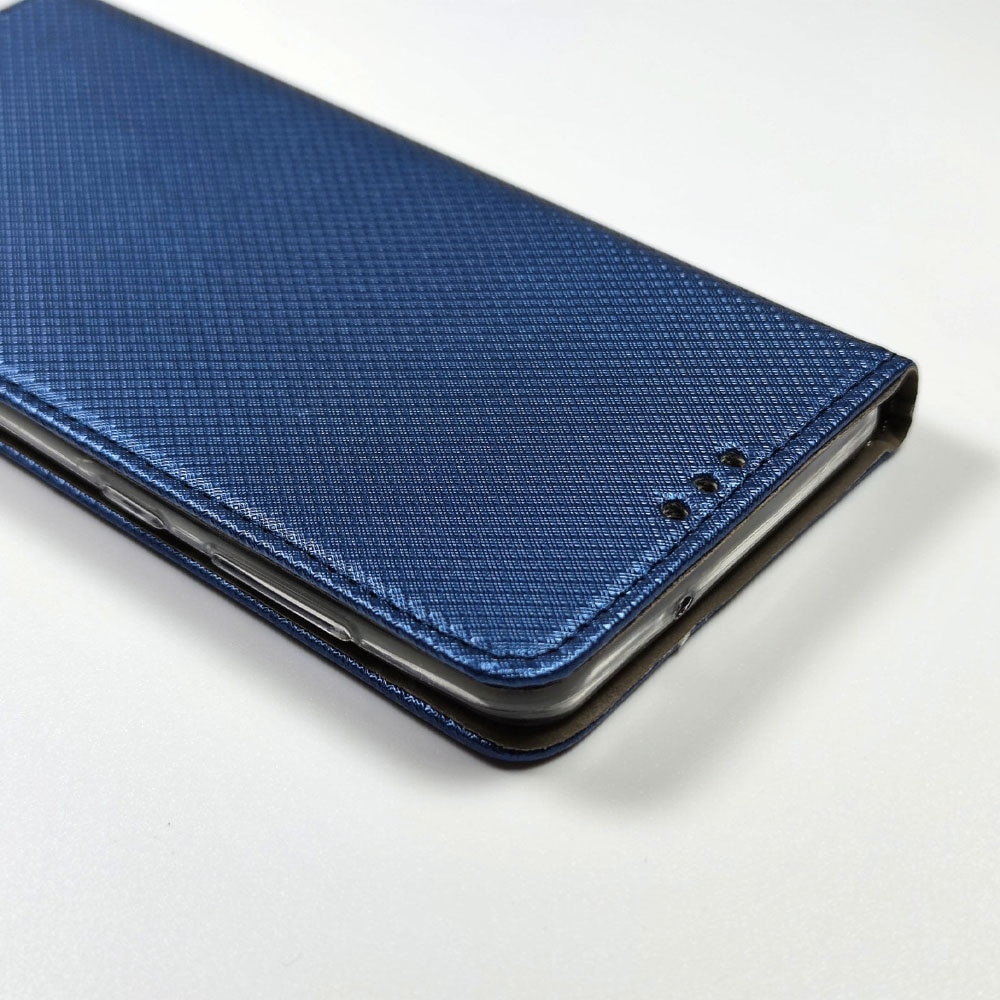 Husa Flip din Piele compatibila cu Huawei Mate 20 Lite, Texture Design, Inchidere Magnetica, Smart Soft Close, Tip Carte, Buzunar Portofel, Albastru