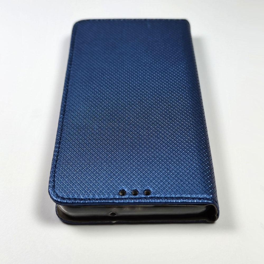 Husa Flip din Piele compatibila cu Huawei Mate 20 Lite, Texture Design, Inchidere Magnetica, Smart Soft Close, Tip Carte, Buzunar Portofel, Albastru