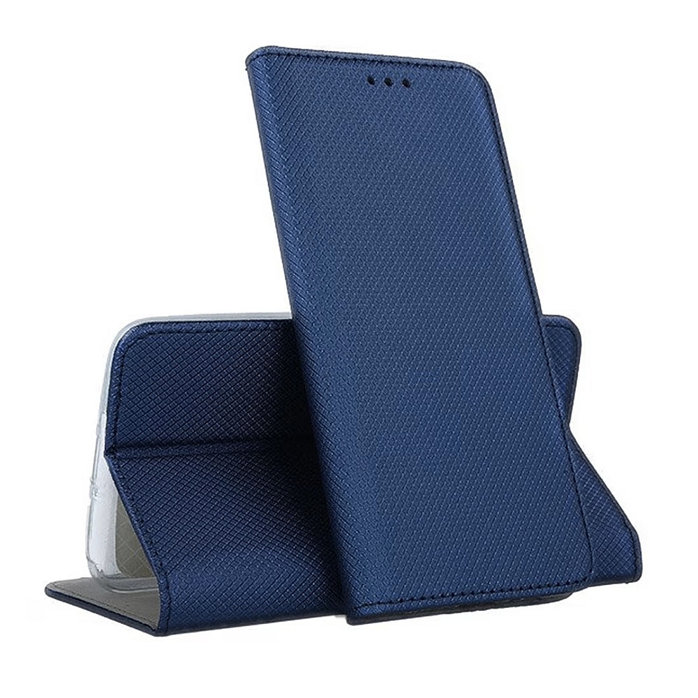 Husa Flip din Piele compatibila cu Huawei Mate 20 Lite, Texture Design, Inchidere Magnetica, Smart Soft Close, Tip Carte, Buzunar Portofel, Albastru