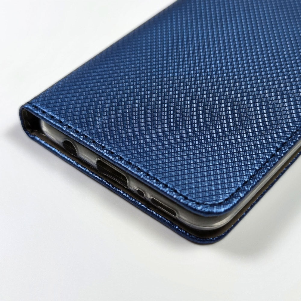 Husa Flip din Piele compatibila cu Huawei Mate 20 Lite, Texture Design, Inchidere Magnetica, Smart Soft Close, Tip Carte, Buzunar Portofel, Albastru