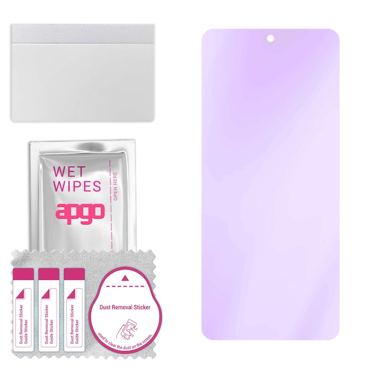 Sticla de protectie ANTI-BLUE apgo pentru Oppo Reno11 F – sticla hibrida, securizata pentru display, lucioasa, pro flexible Hybrid Glass, 9H, full glue
