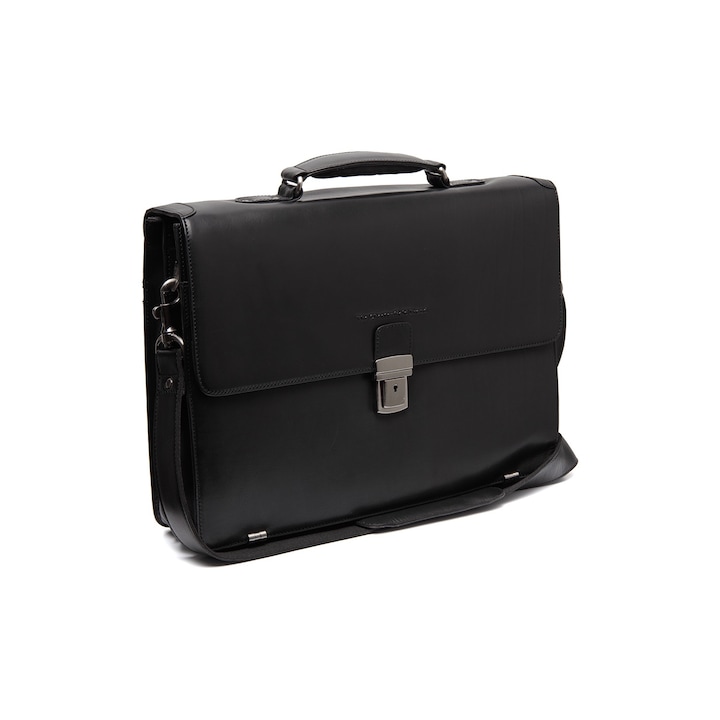 Servieta pentru acte si laptop 15 inch, The Chesterfield Brand, Salvatore, piele naturala, Negru