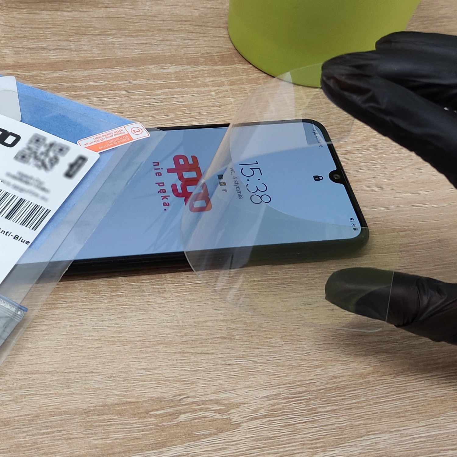 Sticla de protectie ANTI-BLUE apgo pentru Infinix Note 40 – sticla hibrida, securizata pentru display, lucioasa, pro flexible Hybrid Glass, 9H, full glue