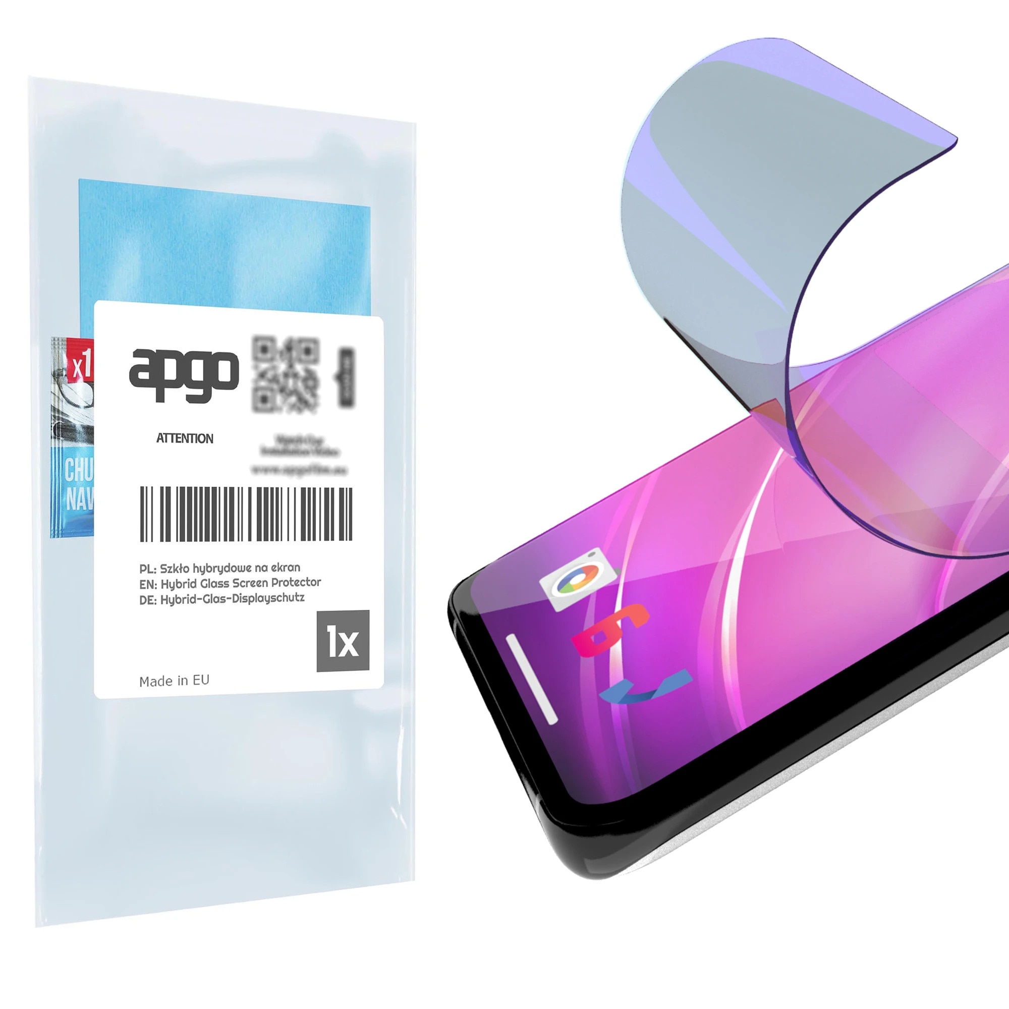 Sticla de protectie ANTI-BLUE apgo pentru Infinix Note 40 – sticla hibrida, securizata pentru display, lucioasa, pro flexible Hybrid Glass, 9H, full glue