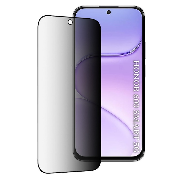 Folie sticla pentru Honor 600 Smart 111D Privacy Full Glue, negru