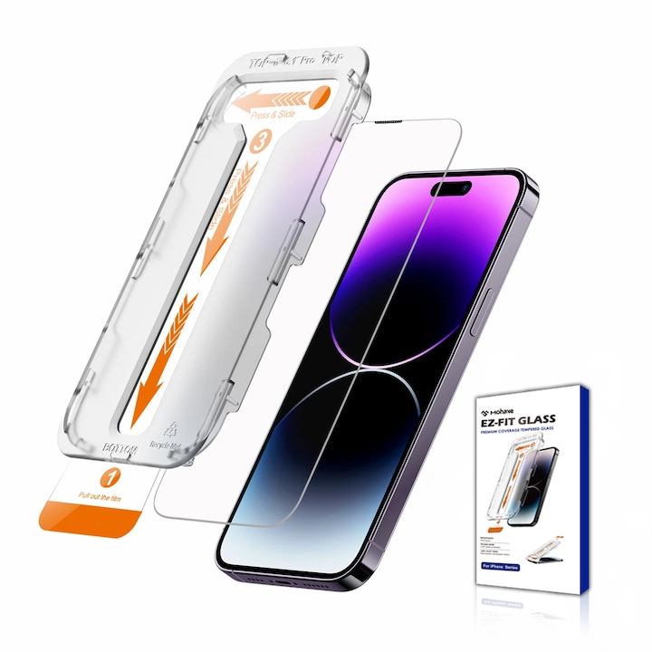 Protector de ecran din sticla premium pentru iPhone XS Max/11 Pro Max, acoperire pe tot ecranul, cu aplicator, instalare usoara si rapida, cu adaptor automat, Mohave, transparent