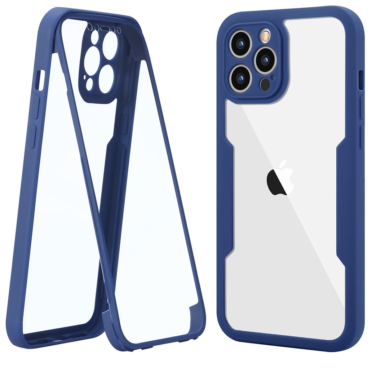 Husa Max Defence pentru Samsung Galaxy S22 Plus, Flippy, Bumper Albastru, Fata Dubla Transparenta, Protectie Antisoc Full 360