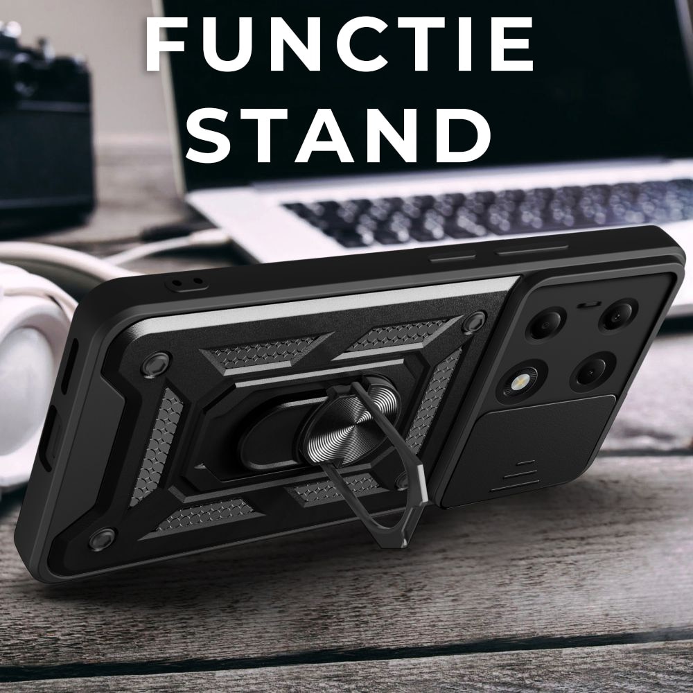 Husa pentru Oppo A6 Pro 4G / A6 Pro 5G Daden®, Hybrid Armor Kickstand, Slider Camera, Antisoc, Protectie Superioara, Albastru