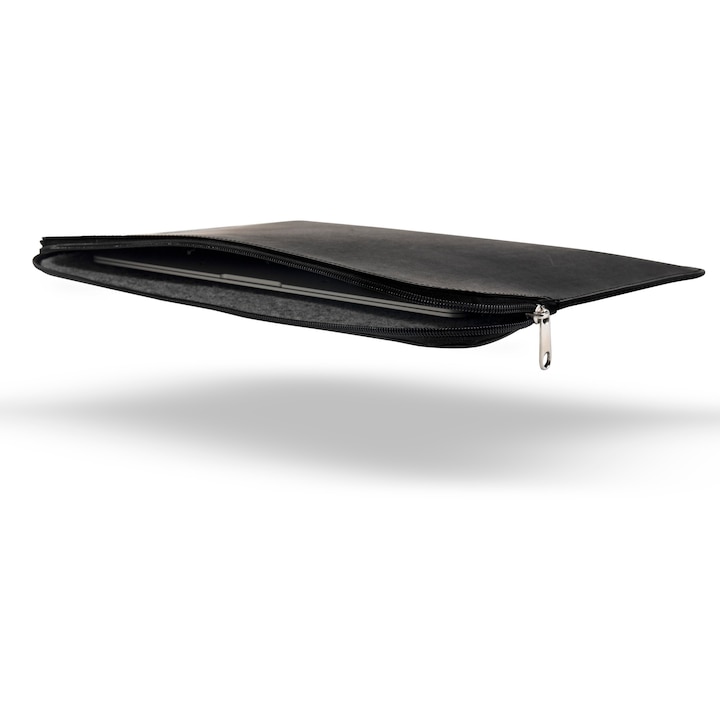 Etui laptop 14.2", Baltan, piele naturala, negru, pentru laptopuri subtiri