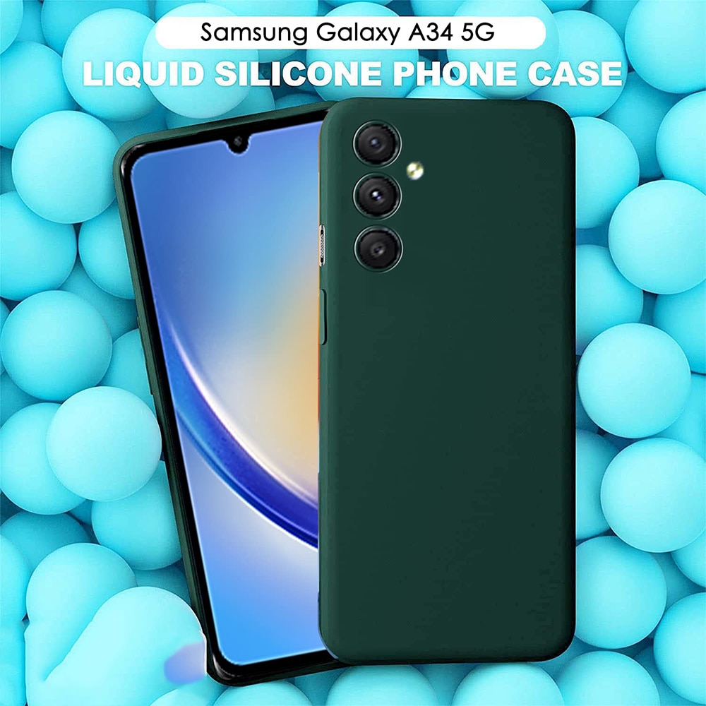 Husa Jelly Silicone Compatibil cu Samsung Galaxy A34 5G, Interior de microfibra, Flexibila, Verde Inchis