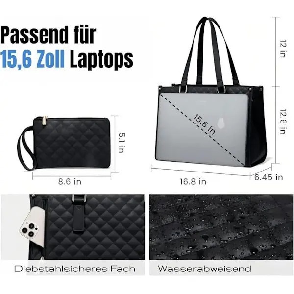 Geanta 2-in-1 pentru laptop si pranz, piele sintetica matlasata, compartiment termoizolant etans cu separator pliabil, pentru laptop 15,6 inch, khaki