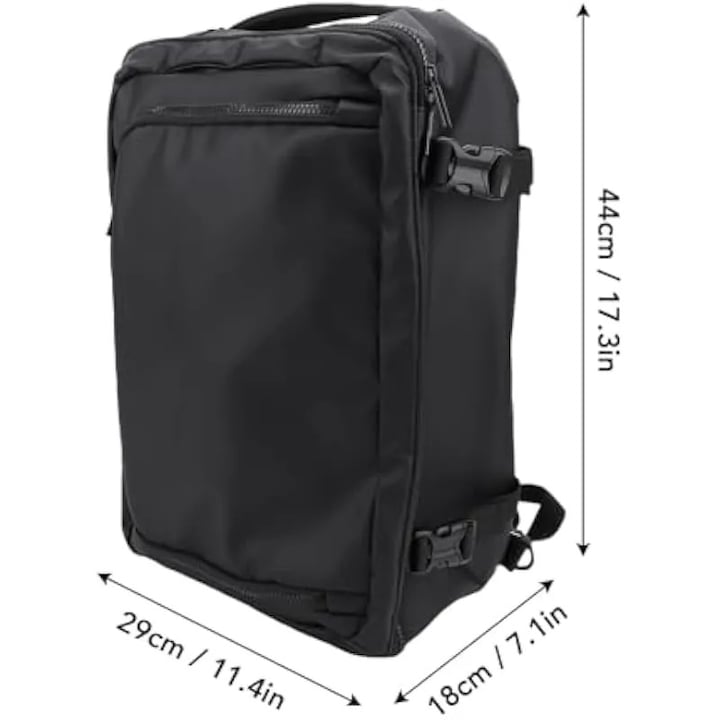 Rucsac laptop din Oxford si poliester, compartiment pentru 16 inci, impermeabil, deschidere 180°, capacitate 20–35 L, K0544-26825-1127-AMC, negru, 44 x 29 x 18 cm