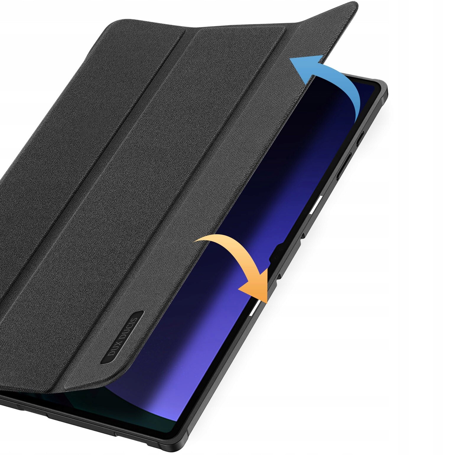 Husa cu clapeta Dux Ducis Domo pentru Samsung Galaxy Tab S10 Ultra / S9 Ultra / S8 Ultra 14,6, policarbonat si material textil, functie stand pentru vizionare si scris, negru, cod JSHFOV2Y6U