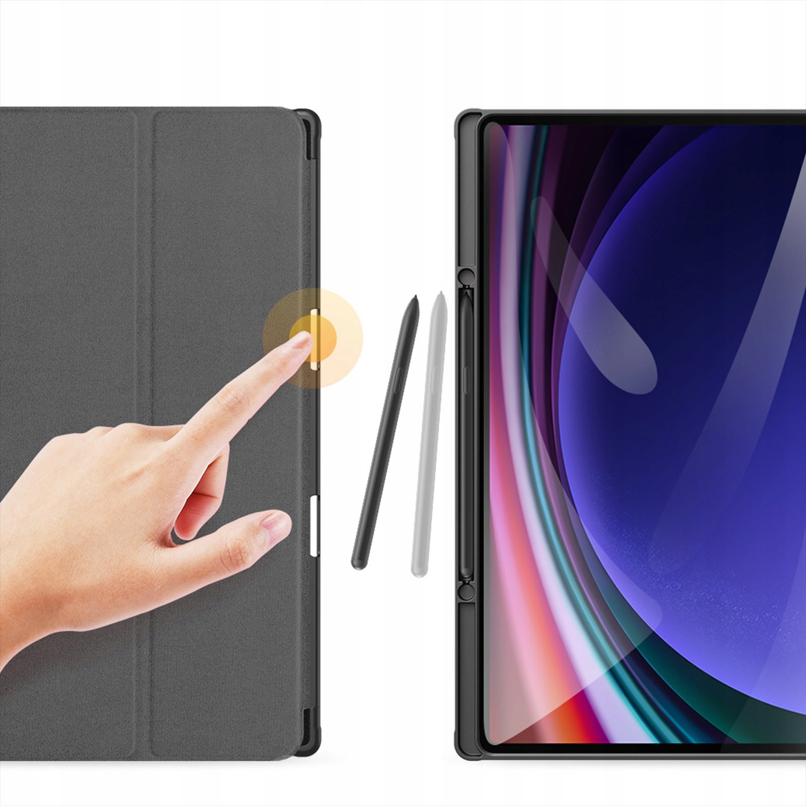 Husa cu clapeta Dux Ducis Domo pentru Samsung Galaxy Tab S10 Ultra / S9 Ultra / S8 Ultra 14,6, policarbonat si material textil, functie stand pentru vizionare si scris, negru, cod JSHFOV2Y6U