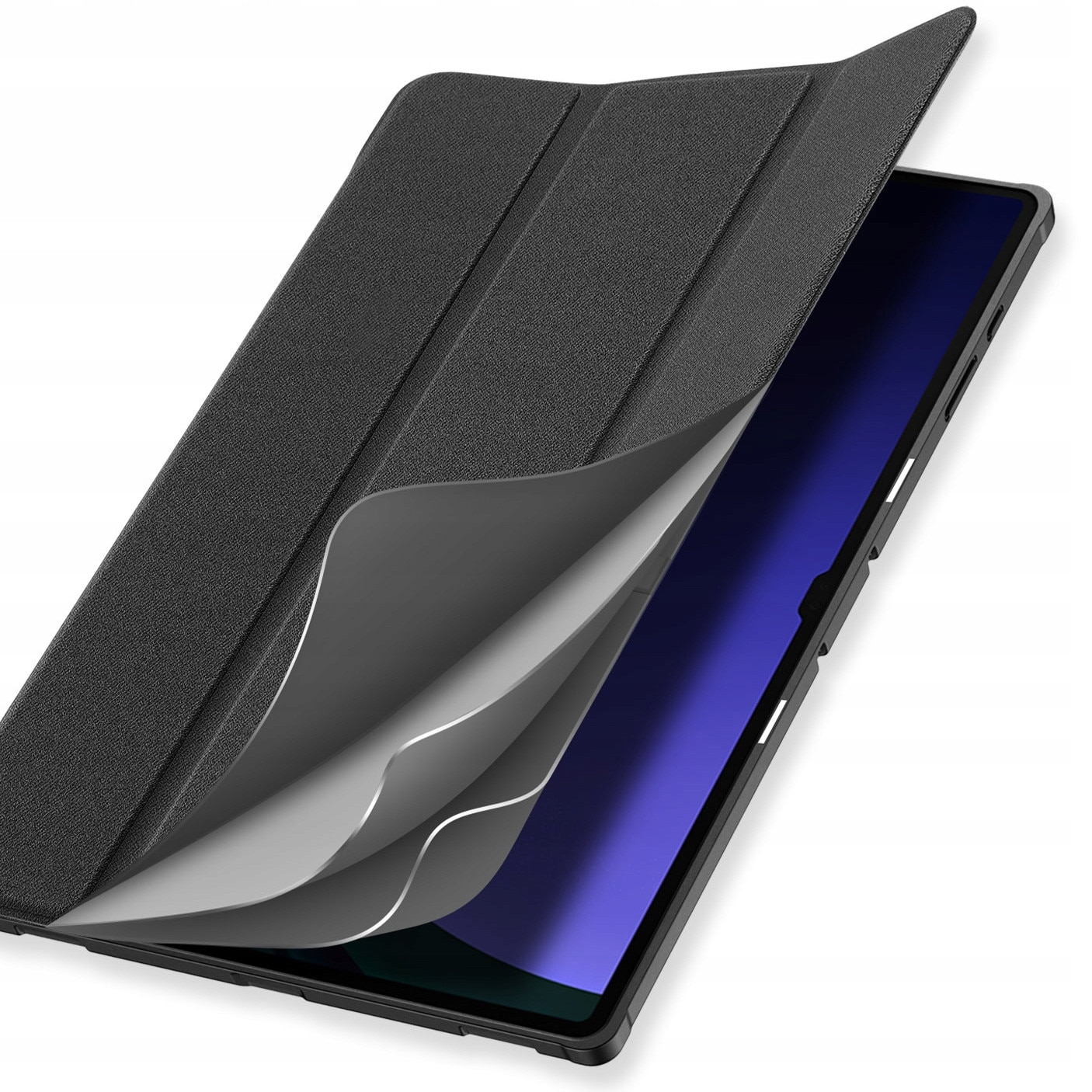 Husa cu clapeta Dux Ducis Domo pentru Samsung Galaxy Tab S10 Ultra / S9 Ultra / S8 Ultra 14,6, policarbonat si material textil, functie stand pentru vizionare si scris, negru, cod JSHFOV2Y6U