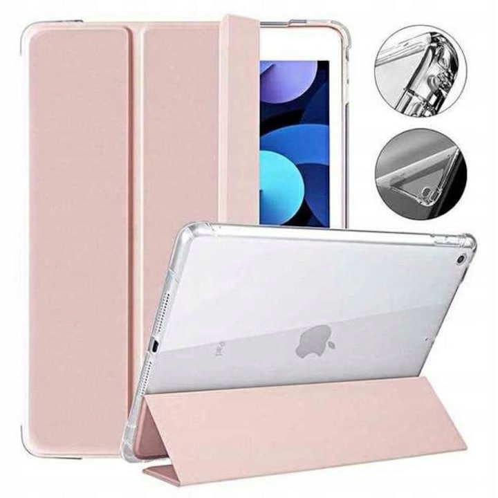 Husa Mercury 9V6Z6NQ6PMXW pentru iPad Pro 11 (2020), spate transparent din TPU cu clapeta-stand, suport Apple Pencil, protectie 360°, roz deschis