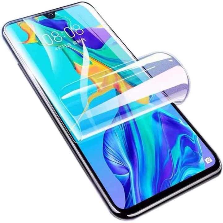 Folie de protectie ecran din silicon, TPU, Perfect fit, compatibila cu Huawei P30 Lite, acopera tot ecranul, transparenta, ISAG