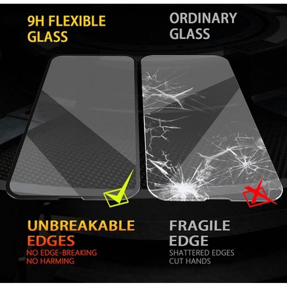 Folie protectie telefon Bestsuit, sticla hibrid flexibila 5D, neagra, 0.38mm, set complet de aplicare