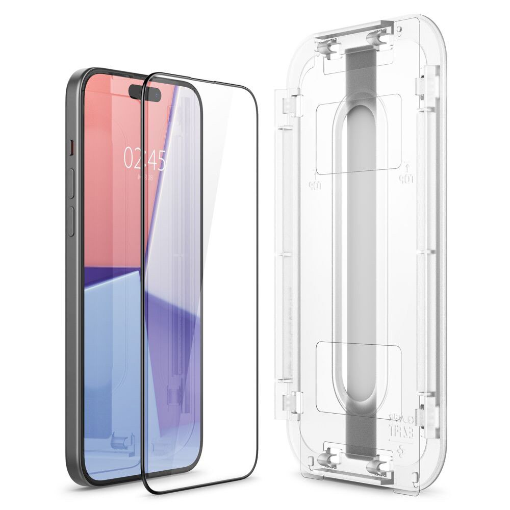 Folie pentru Apple iPhone 15, Full display, Sticla, Spigen, Transparenta