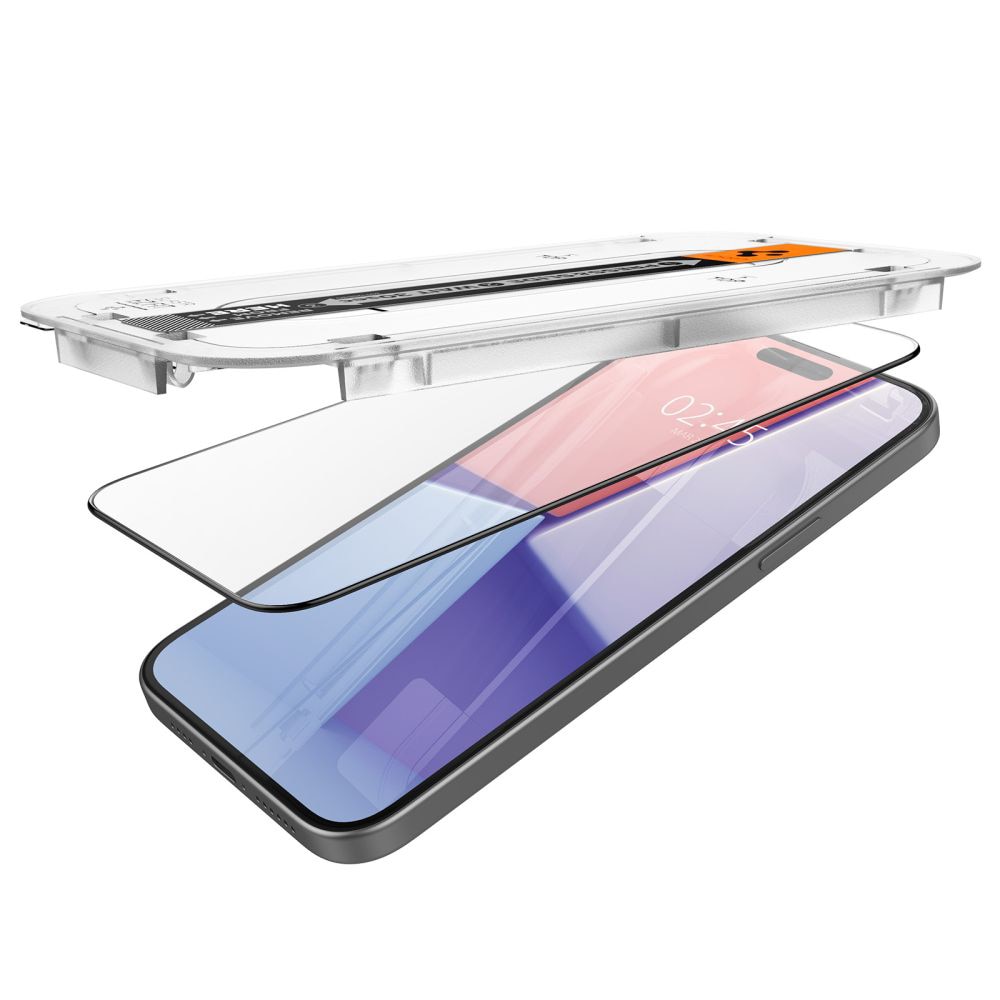 Folie pentru Apple iPhone 15, Full display, Sticla, Spigen, Transparenta