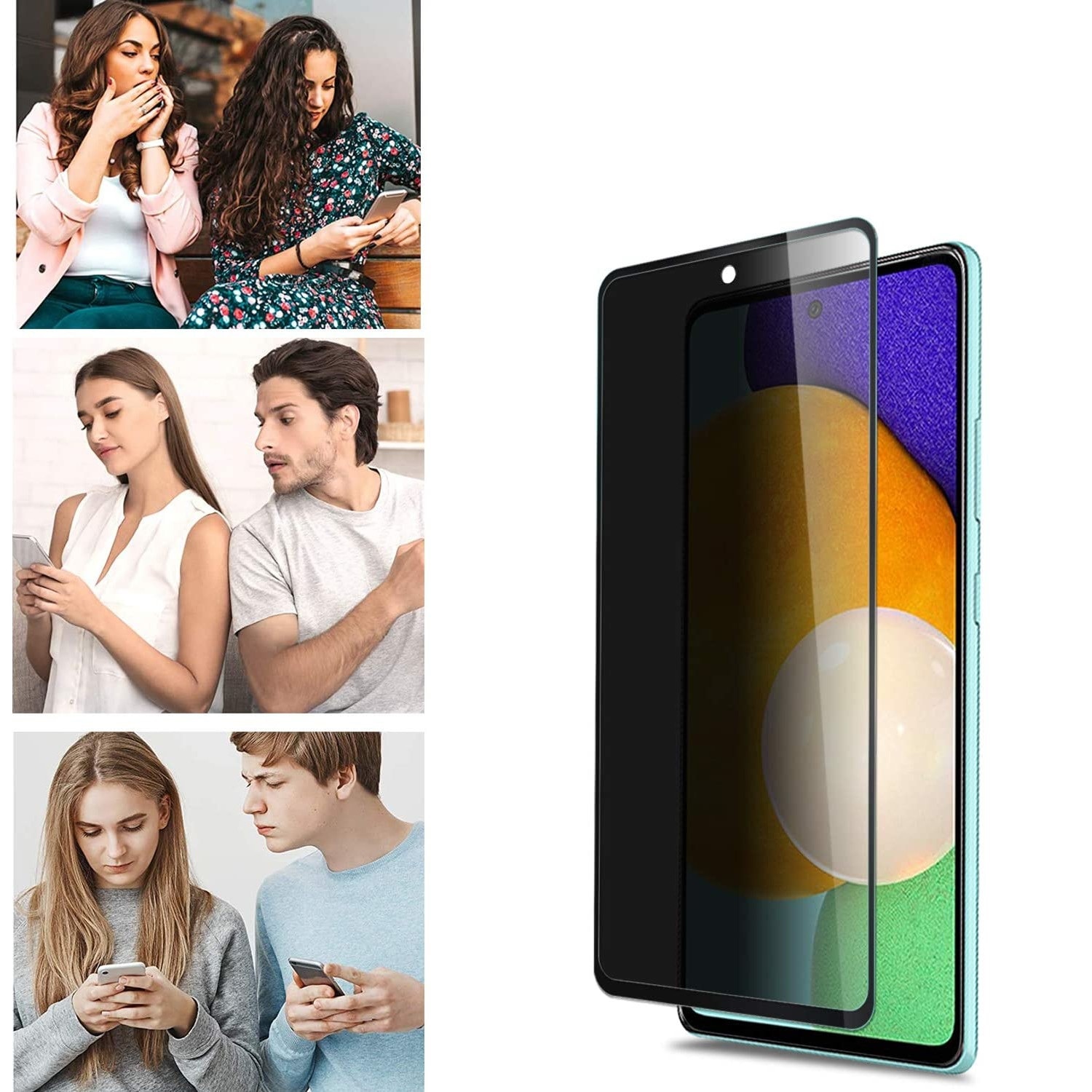 Folie protectie din sticla Privacy, compatibila cu Samsung Galaxy A71, cu lipici pe tot ecranul Full Glue, Case Friendly, ISAG