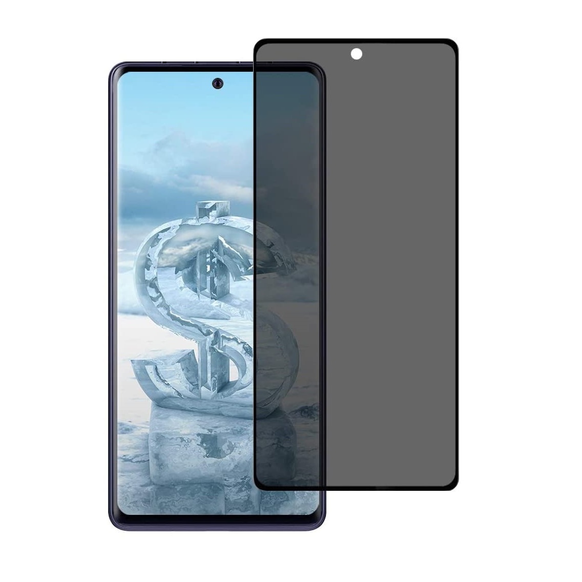 Folie protectie din sticla Privacy, compatibila cu Samsung Galaxy A71, cu lipici pe tot ecranul Full Glue, Case Friendly, ISAG