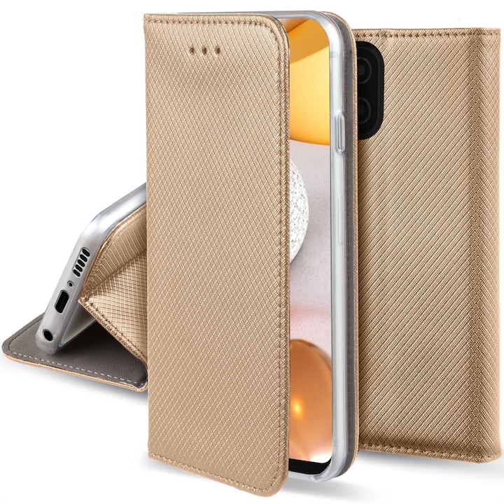 Husa Tip Carte pentru Samsung A12 / A12 Nacho / M12 Auriu