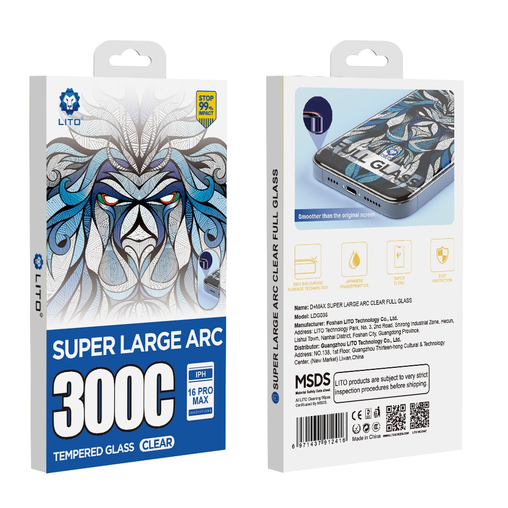 Folie telefon Lito D+ Max 300C, sticlă securizată, transparent, pentru iPhone 15 Pro