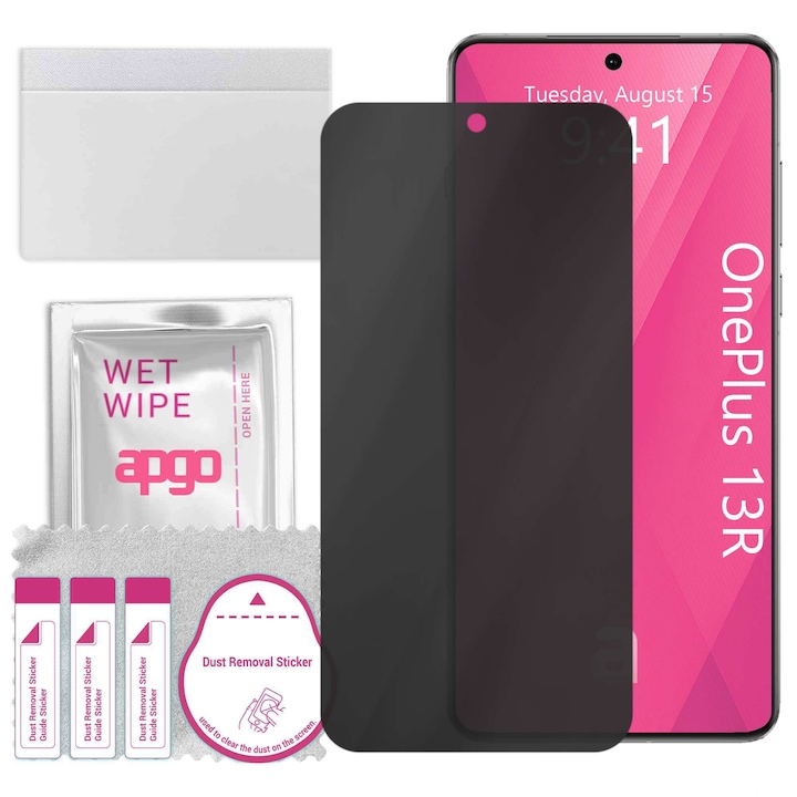 Folie de protectie PRIVACY apgo pentru OnePlus 13R – efect anti-spionaj, hidrogel, full glue, 5D, mat, ultra-subtire