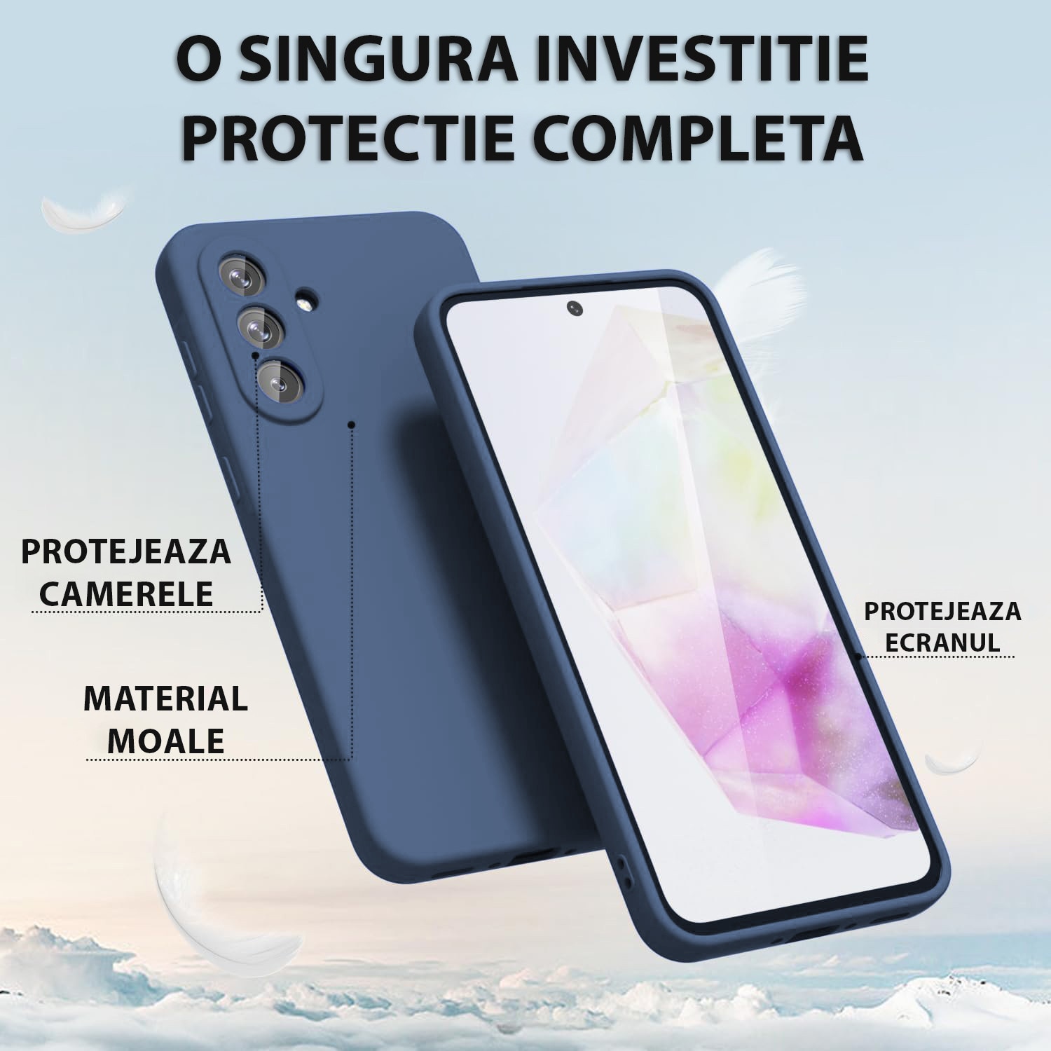Husa pentru Samsung Galaxy A57 5G Daden® Silicon Soft, Ultra Slim, Protectie sporita, Interior de microfibra, Albastru