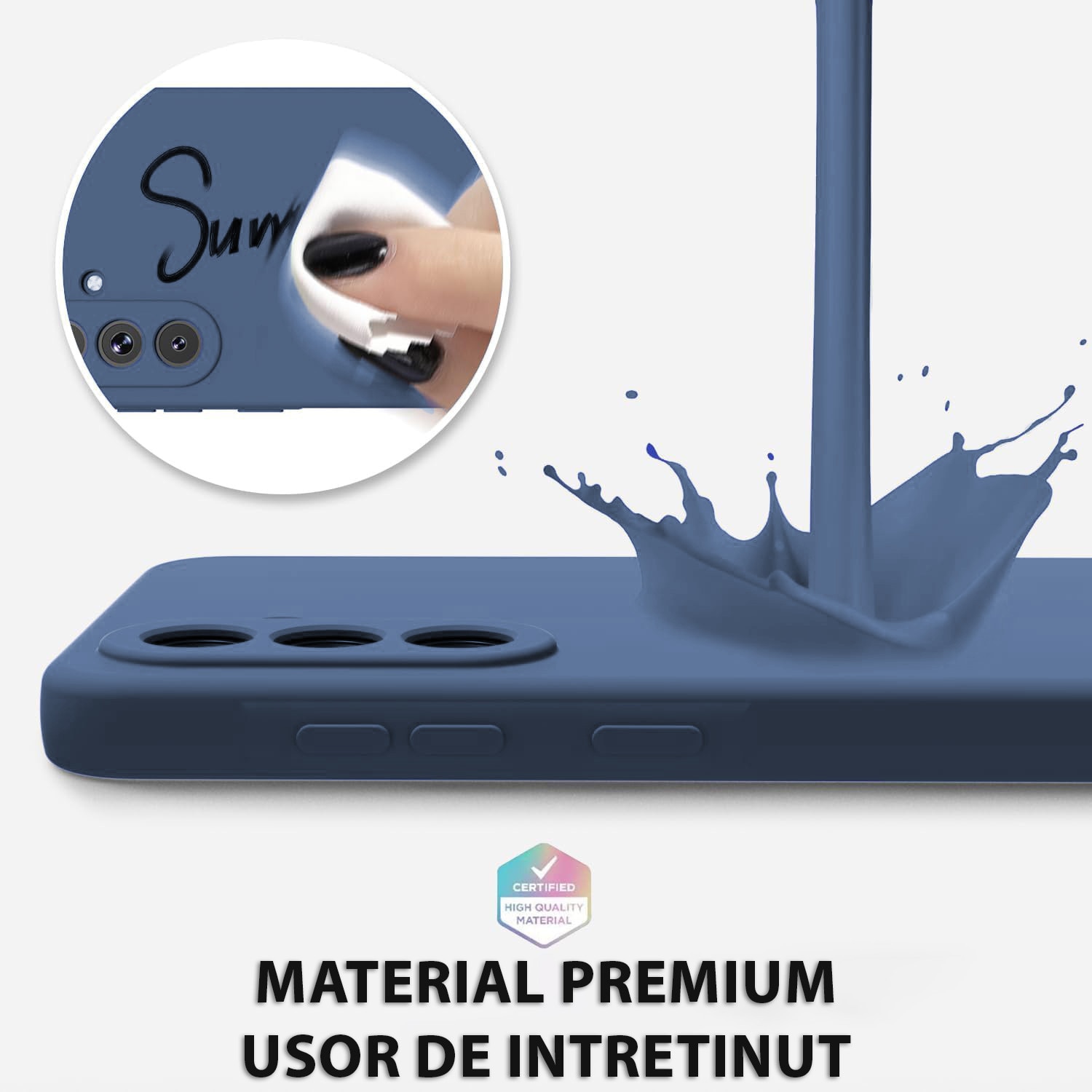 Husa pentru Samsung Galaxy A57 5G Daden® Silicon Soft, Ultra Slim, Protectie sporita, Interior de microfibra, Albastru
