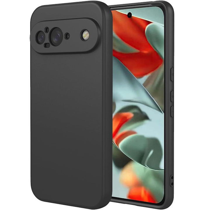 Carcasa pentru Google Pixel 9, Bumper din Cauciuc Lichid Siliconic, Cuseta, Ultra Subtire, Rezistenta la Socuri, Protectoare Antizgarieturi-negru
