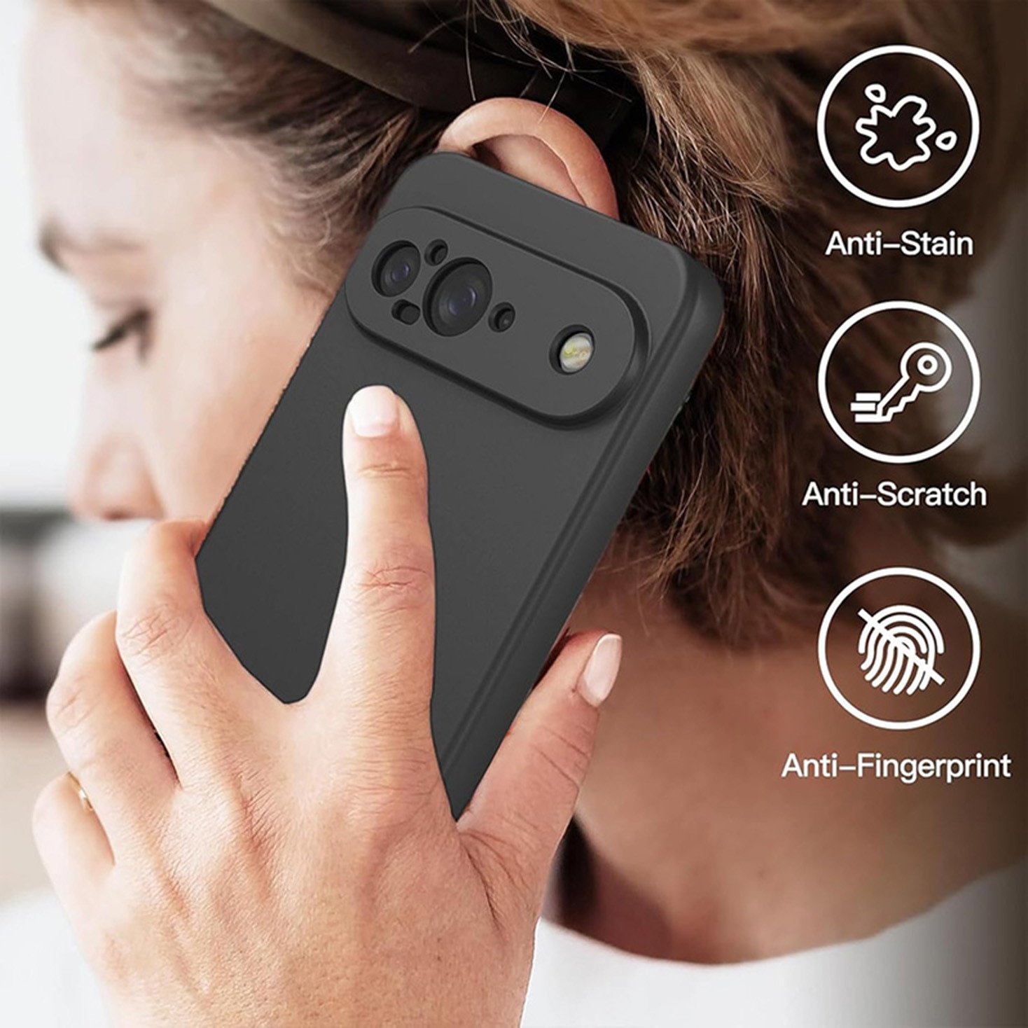Carcasa pentru Google Pixel 9, Bumper din Cauciuc Lichid Siliconic, Cuseta, Ultra Subtire, Rezistenta la Socuri, Protectoare Antizgarieturi-negru