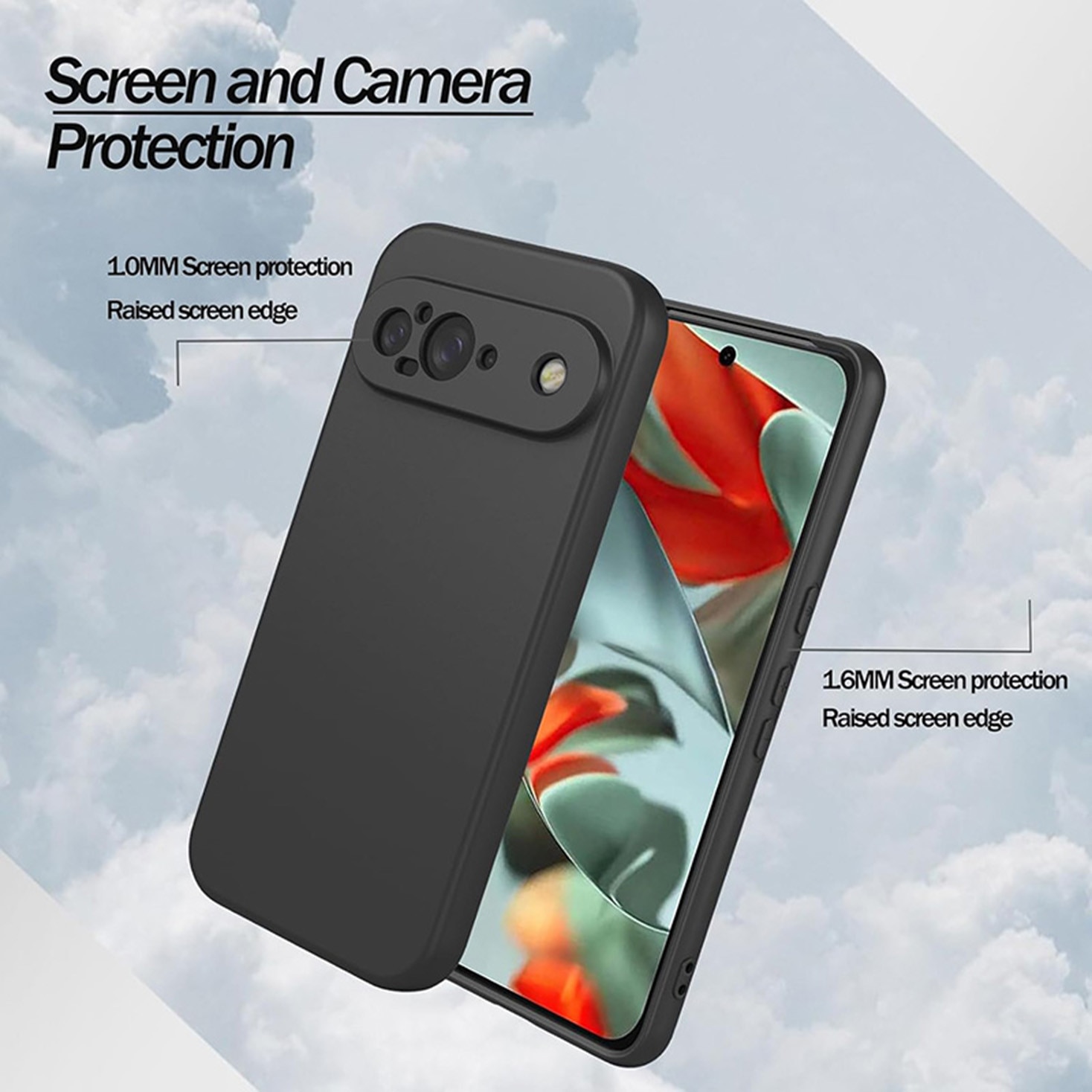 Carcasa pentru Google Pixel 9, Bumper din Cauciuc Lichid Siliconic, Cuseta, Ultra Subtire, Rezistenta la Socuri, Protectoare Antizgarieturi-negru
