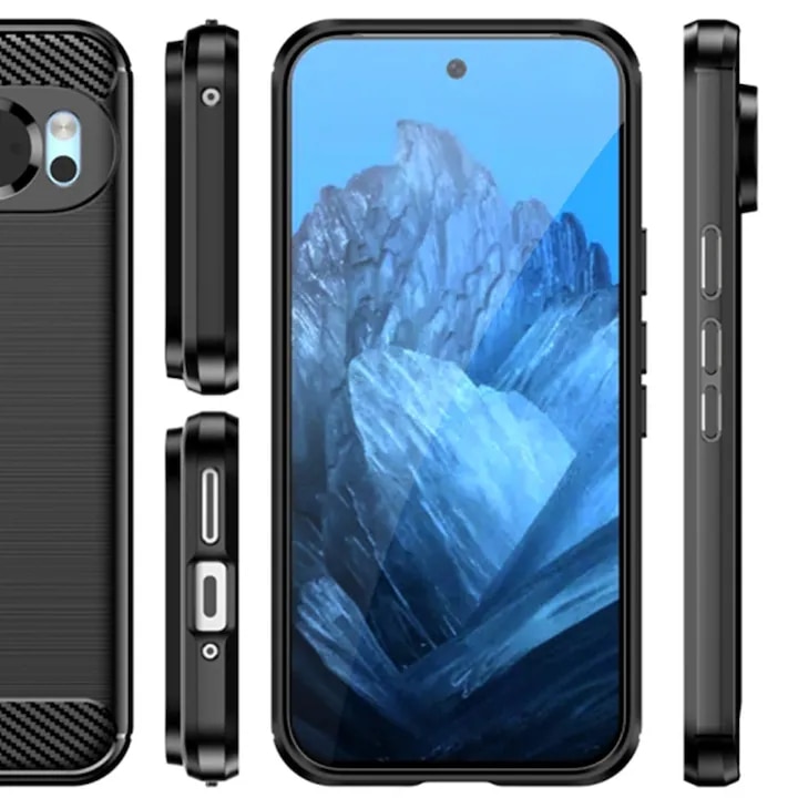 Husa Carbon pentru Google Pixel 10 Pro XL, Anti-Soc, Long Term Silicone Case, Negru