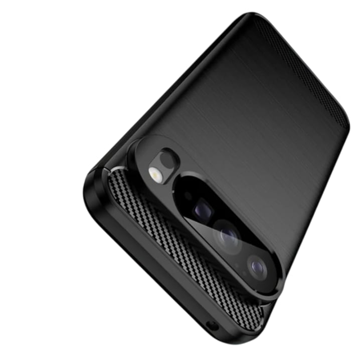 Husa Carbon pentru Google Pixel 10 Pro XL, Anti-Soc, Long Term Silicone Case, Negru