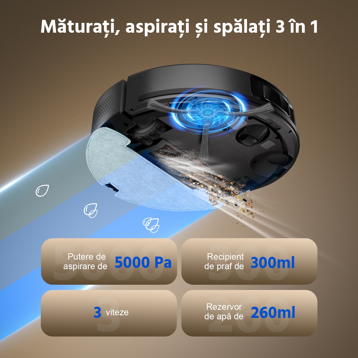Aspirator robot Teendow D10S Max 2 in 1, Robot de aspirare cu mop, Statie automata de golire, Navigare LiDAR la 360°, Putere de 5000Pa, 120 de minute, Alexa, Google Home, Negru, 2.5 L
