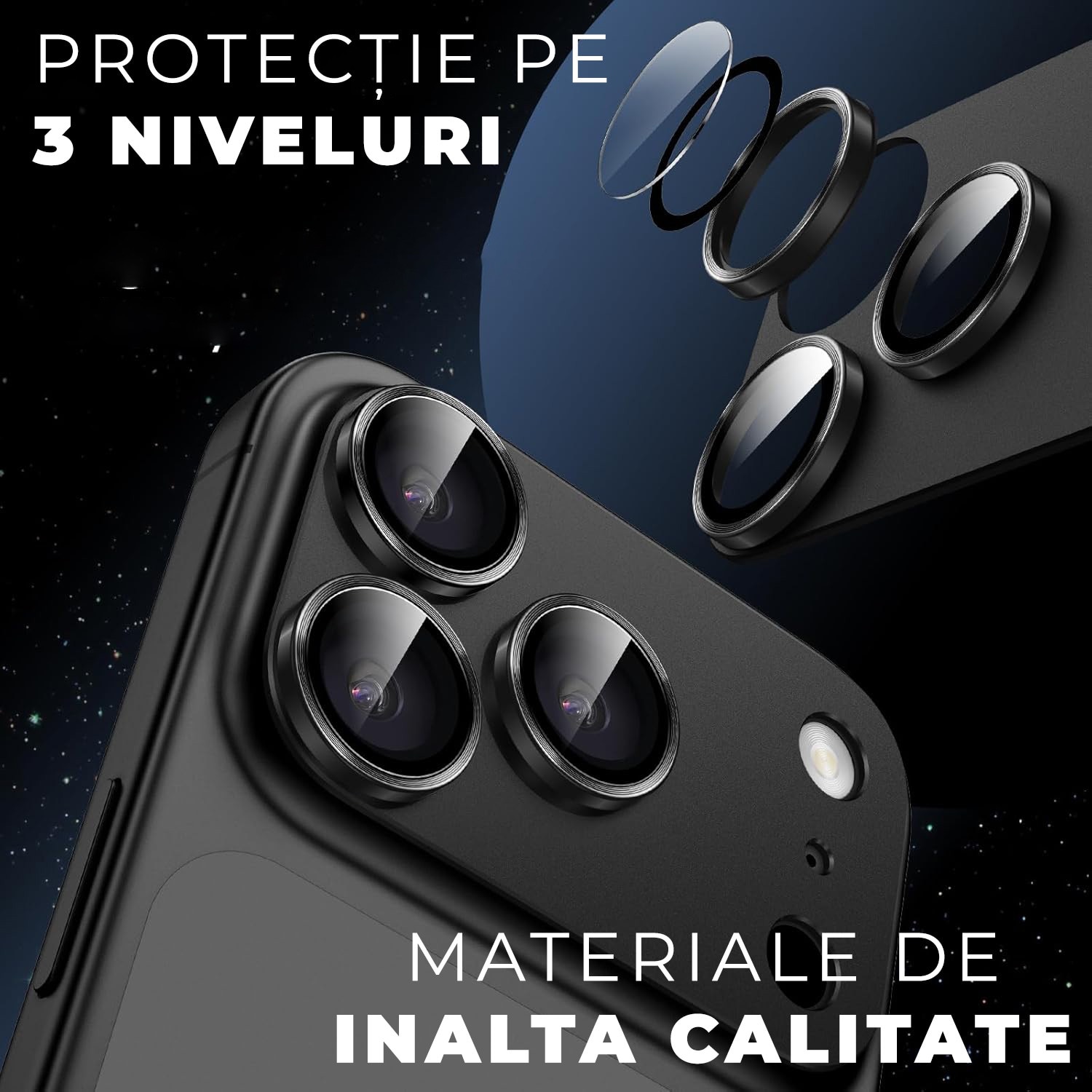 Folie Camera din sticla pentru iPhone 18 Pro, Full Cover, Protectie Completa, Daden, Ultra Rezistenta, Calitate Premium, Burgundiu/Mov