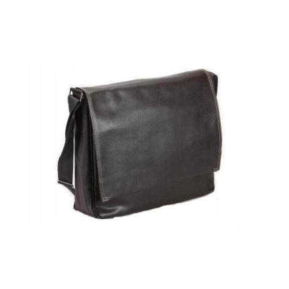 Geantă postas, Masters London, piele ecologică, compartiment laptop 18", maro închis, 42x34x10cm
