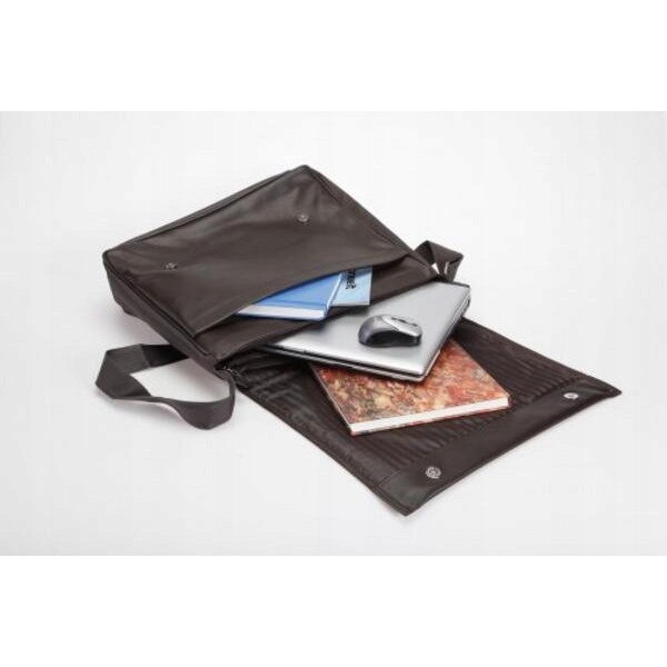 Geantă postas, Masters London, piele ecologică, compartiment laptop 18", maro închis, 42x34x10cm