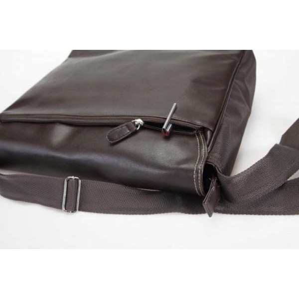 Geantă postas, Masters London, piele ecologică, compartiment laptop 18", maro închis, 42x34x10cm