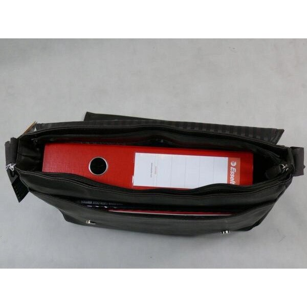 Geantă postas, Masters London, piele ecologică, compartiment laptop 18", maro închis, 42x34x10cm