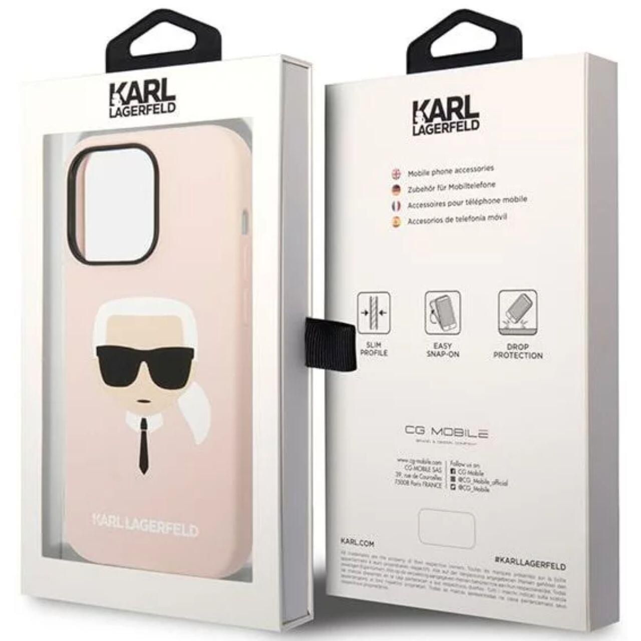 Husa protectie Karl Lagerfeld Liquid Silicone pentru iPhone 14 Pro, Roz