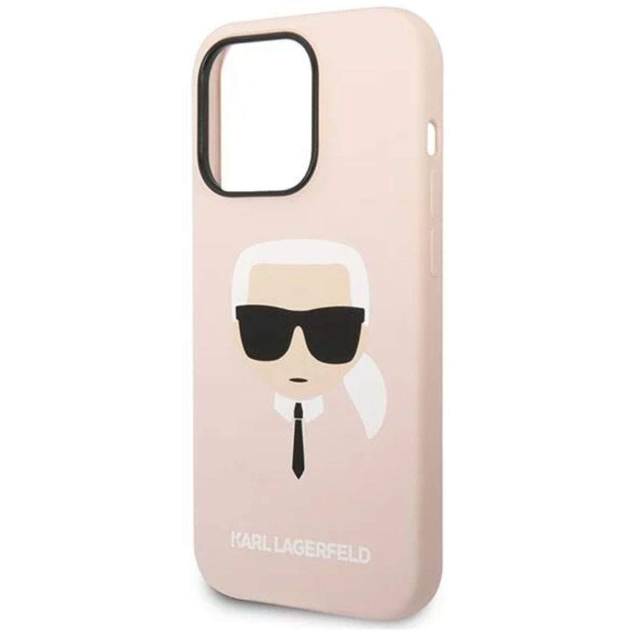 Husa protectie Karl Lagerfeld Liquid Silicone pentru iPhone 14 Pro, Roz