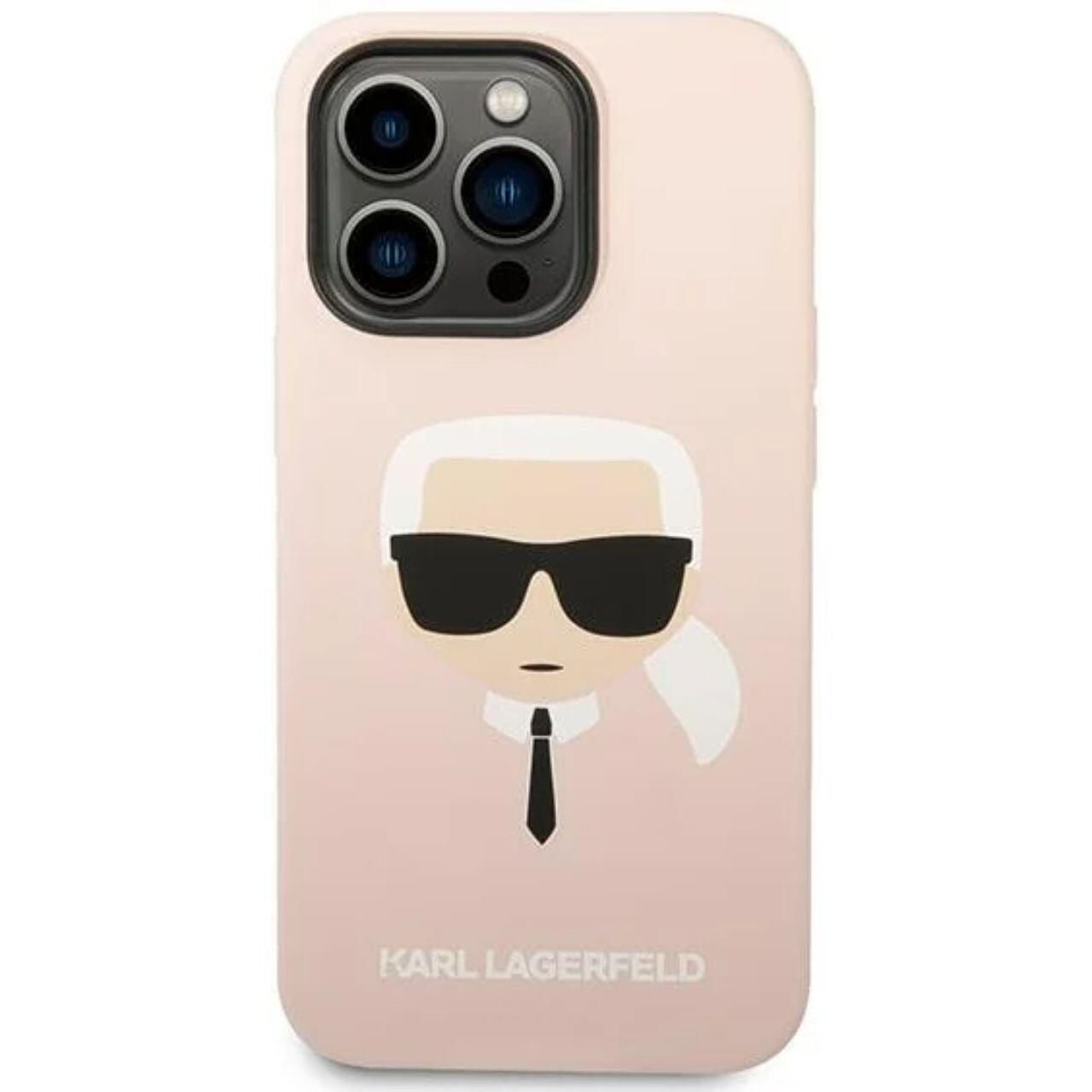Husa protectie Karl Lagerfeld Liquid Silicone pentru iPhone 14 Pro, Roz