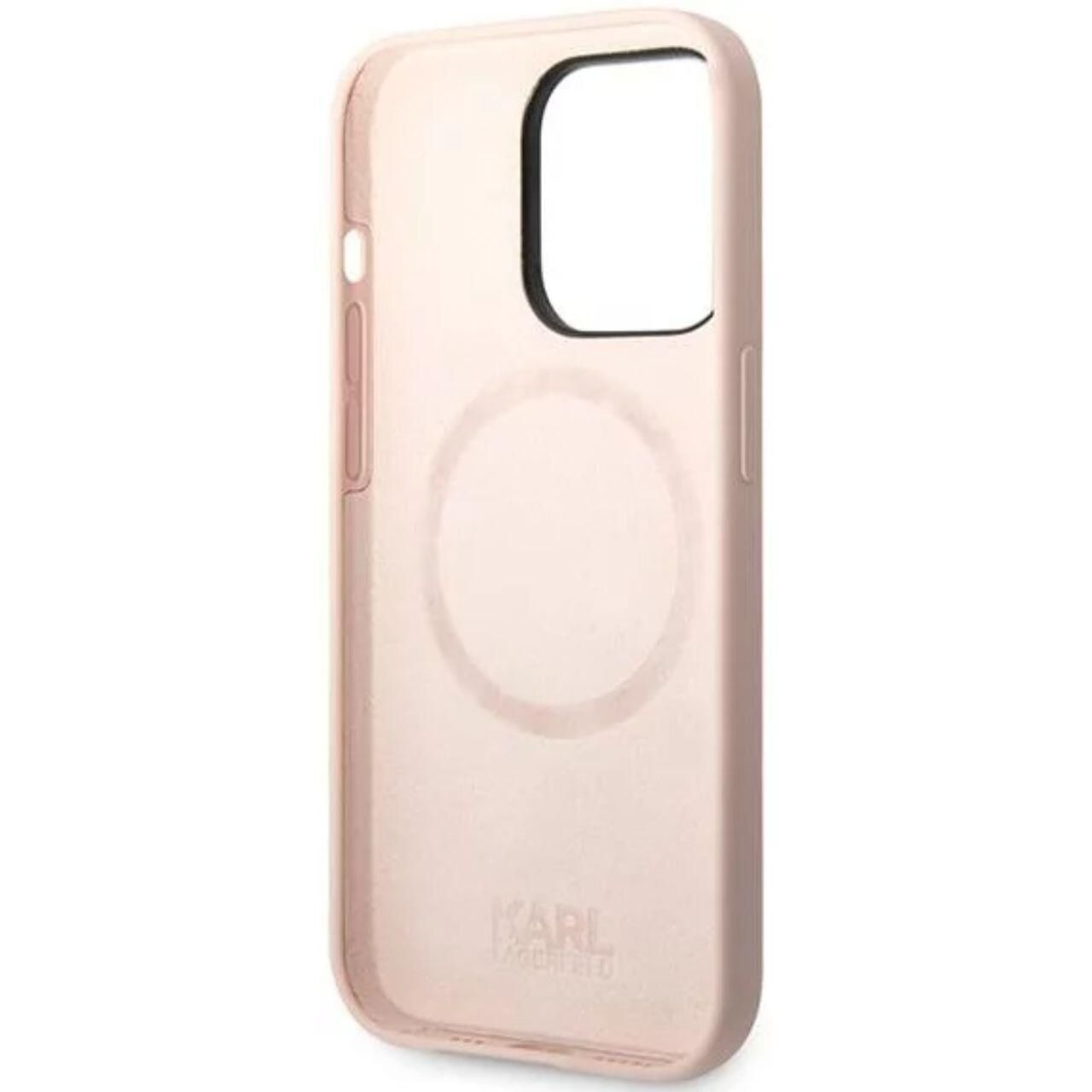 Husa protectie Karl Lagerfeld Liquid Silicone pentru iPhone 14 Pro, Roz