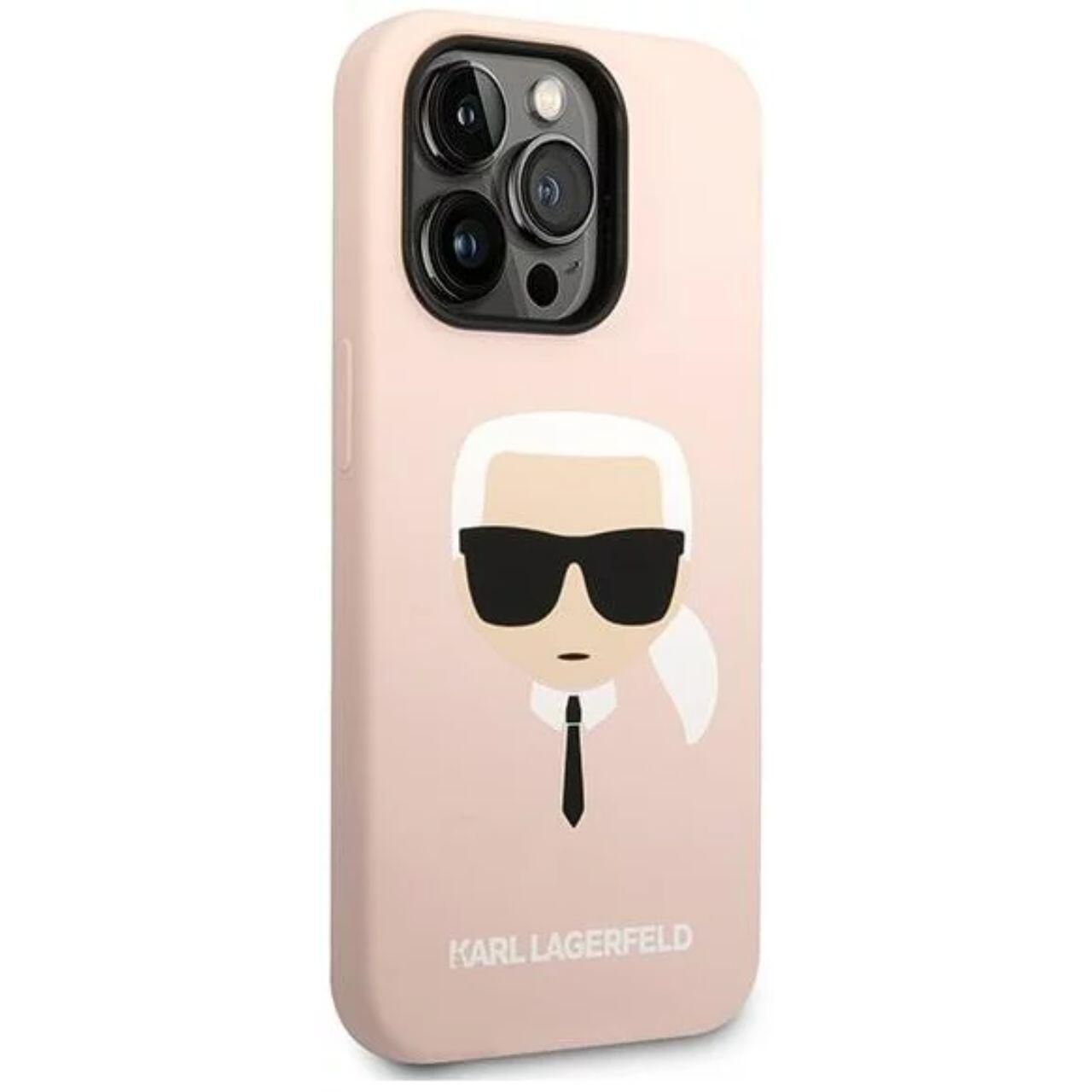 Husa protectie Karl Lagerfeld Liquid Silicone pentru iPhone 14 Pro, Roz