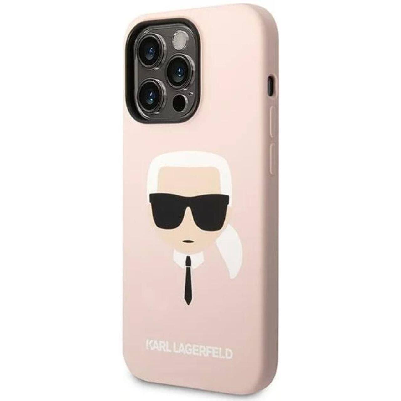Husa protectie Karl Lagerfeld Liquid Silicone pentru iPhone 14 Pro, Roz