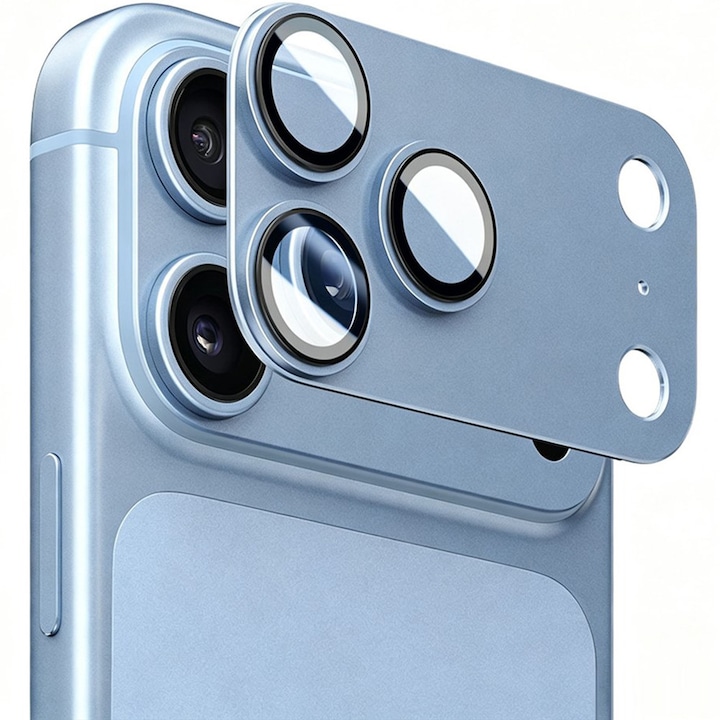 Folie Camera din sticla pentru iPhone 18 Pro, Full Cover, Protectie Completa, Daden, Ultra Rezistenta, Calitate Premium, Albastru