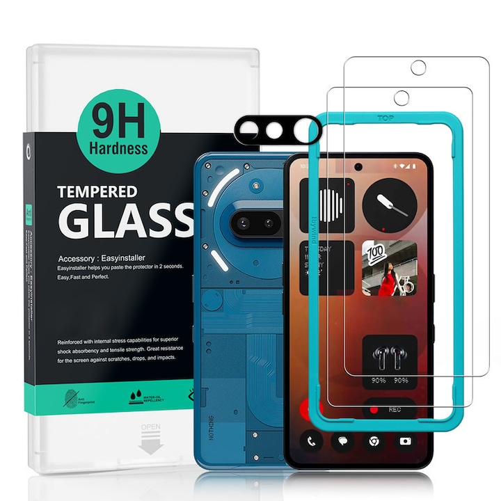 Folie Sticla Ibywind pentru Nothing Phone (3a) 5G, Pachet 2, Sticla Securizata, protectie pentru obiectiv, Montaj Usor, Duritate Militara, Ultra HD, Anti Zgarieturi, Anti Socuri